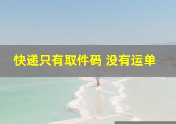 快递只有取件码 没有运单